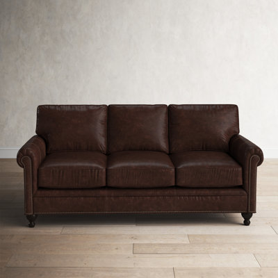 Harrison 84"" Genuine Leather Rolled Arm Sofa -  Birch Lane™, 64ECDABF45C945A2AAA492F99ADAE810