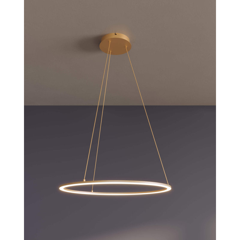 Luminaire suspendu géométrique 1 lumière DEL Lanah, Or