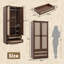 Armoire à deux portes de style rétro avec deux tiroirs-2108818669