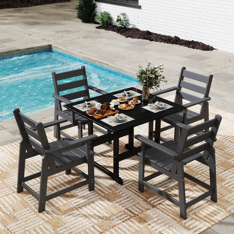 Ensemble de mobilier d'extérieur en PEHD, Gris