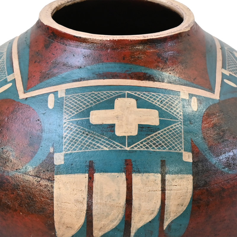 Jeté de style Sud-Ouest, pot décoratif turquoise