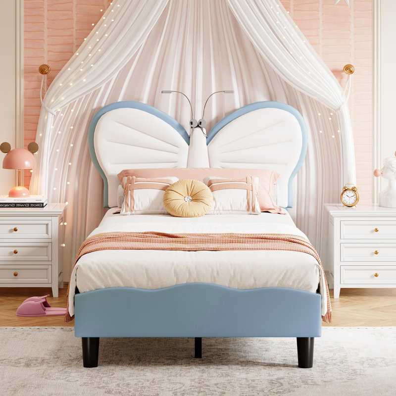 Upholstered Bed, Blue, Single (3')
