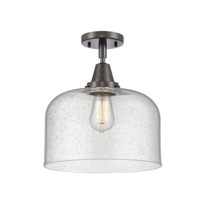 Amede Glass Flush Mount, 12.5" H x 12" W x 12" D, Seedy, Oil Rubbed Bronze