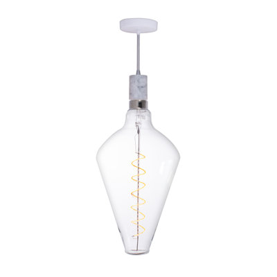 Ensemble d'ampoule et de luminaire DEL en forme de losange de 15 po à DEL en verre transparent Arkin