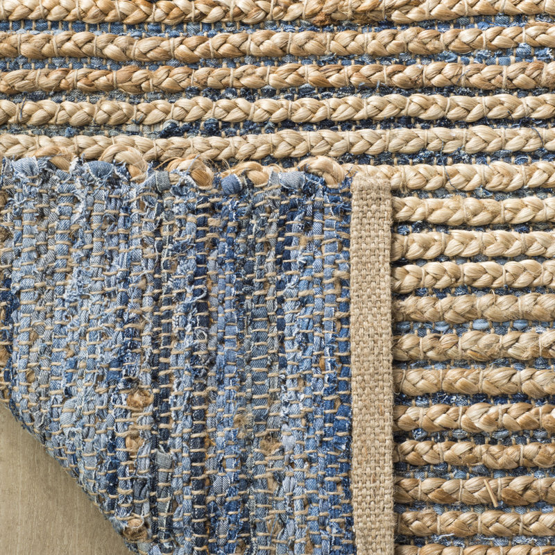 Chupp Hand Woven Jute, Denim Solid Color Rug, Runner 2'3" x 8'