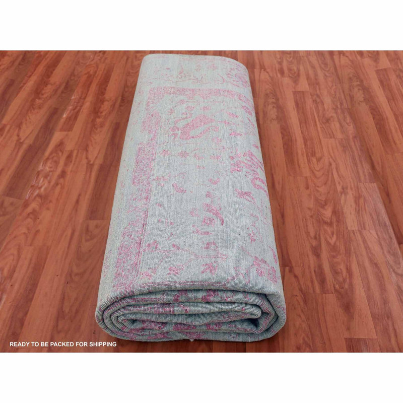 Tapis gris en laine et en soie noué à la main 9 pi x 11 pi 10 po 5CBB498240DE4195BC744DFAE085504B