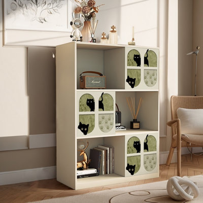 Modern multi-functional display wooden bookcase