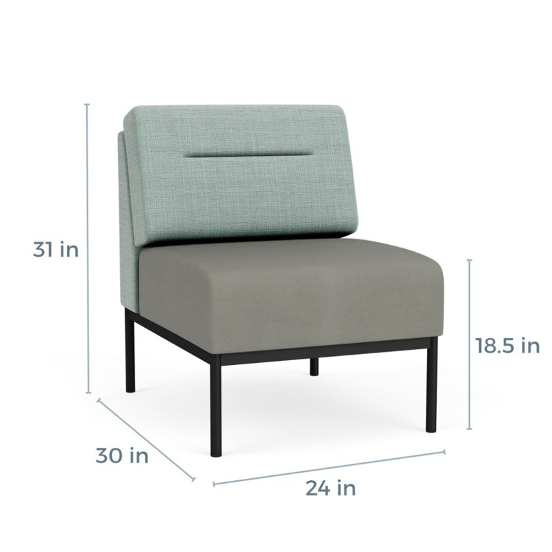 Chaise d'invité sans accoudoirs Darsey, Noir, Chambray écume de mer; Patriot Plus colombe, Sans alimentation