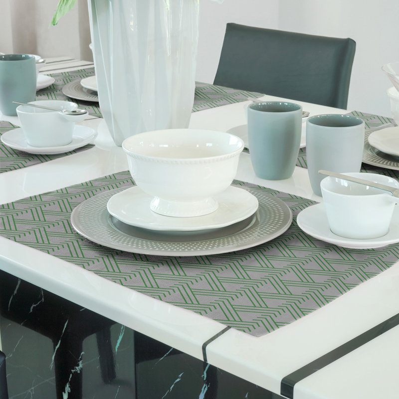 Napperon en coton 18 po classique Zig Zag, Gris/vert, Coton