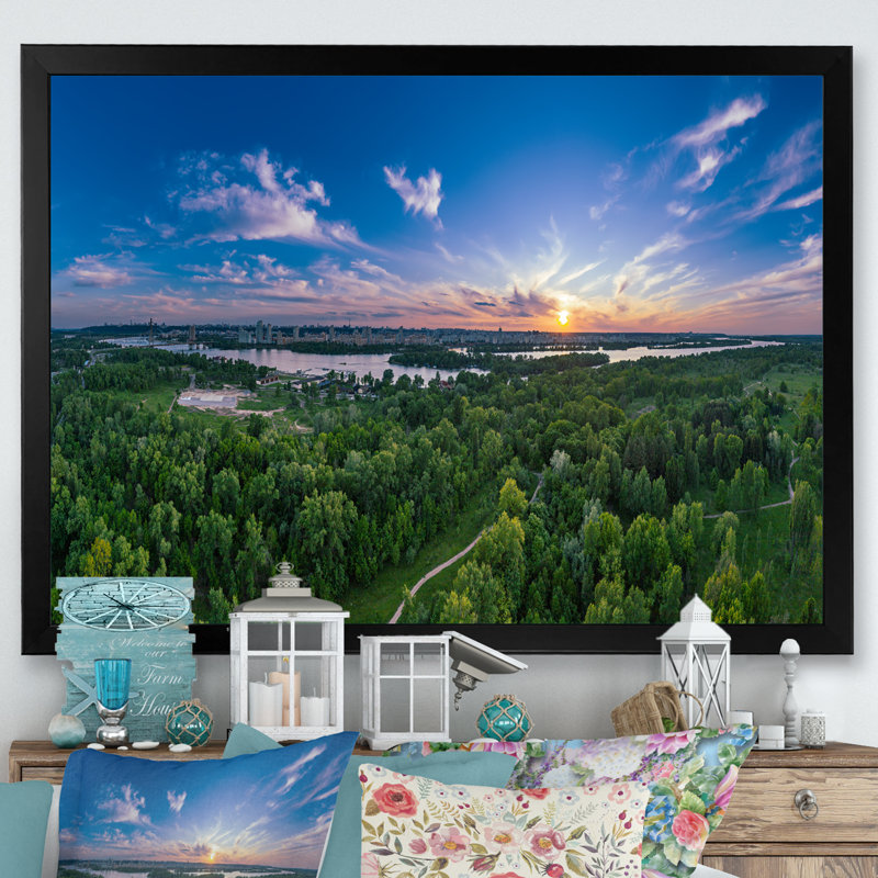 Rurale d'été en campagne, Alabama, sur toile, Cadre simple noir, H 16 po x l 32 po x P 1 po