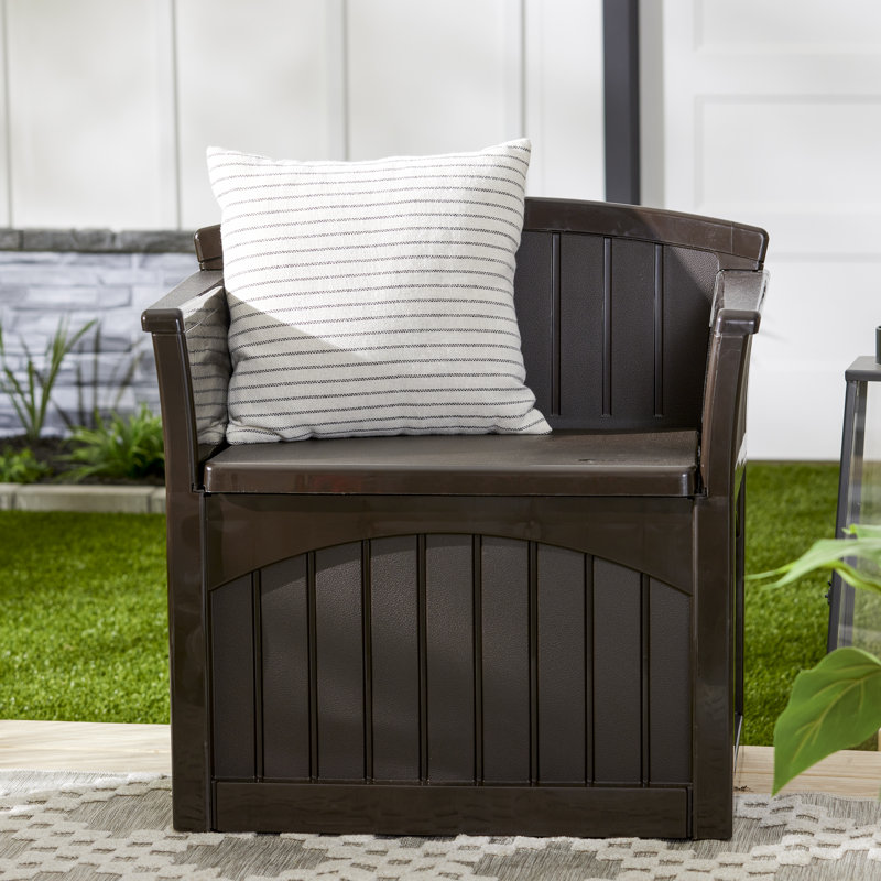 Water-Resistant Resin Outdoor Garden Bench with 31 Gallon Storage Seat, Dark Brown