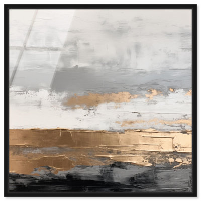 Moonlit Gold II Framed High-Gloss Acrylic Glass Wall Art Golden Lux Art by Art Remedy, Black Frame, 12 x 12