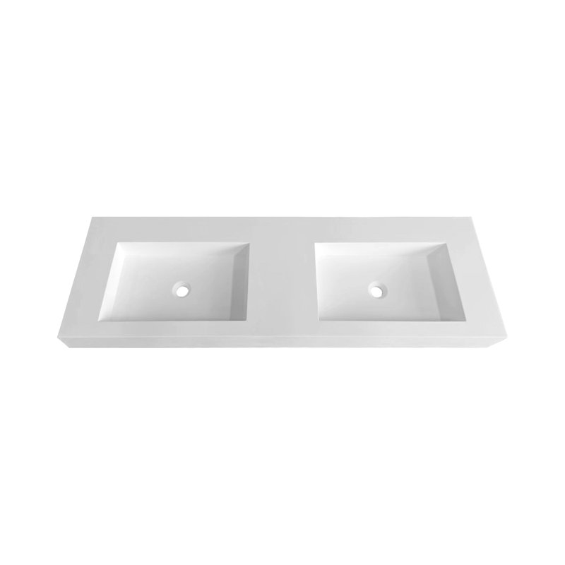 Lavabo de salle de bain de salle de bain en résine solide à surface solide - blanc mat, 19,32 po de largeur, matériau de 10,2 po de hauteur, proportions équilibrées, élégance universelle avec profondeur de 59,72 po, largeur de 24,4 po et propreté