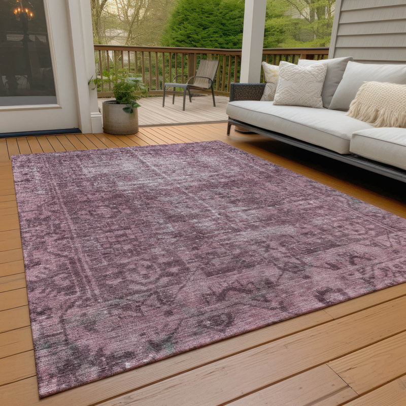 Tapis intérieur / extérieur lavable à la machine Christain ACN1228 Merlot, Rectangle 2 pi 6 po x 3 pi 10 po