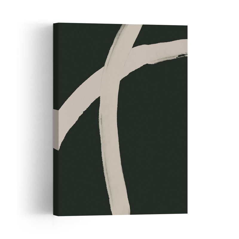 Curved Contrast Lines Abstract Contemporary Minimalist Wall Art Print 1 Piece Wrapped Canvas Wall Art, 45.72cm H x 30.48cm W