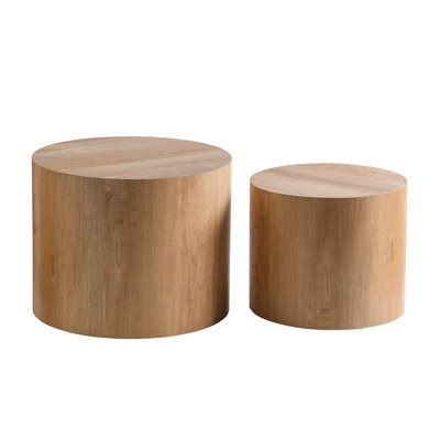 Nesting Coffee Table Set of 2 Round Wooden Coffee Tables Circle Modern Table for Small Space Living Room Bedroom Accent End Side Table