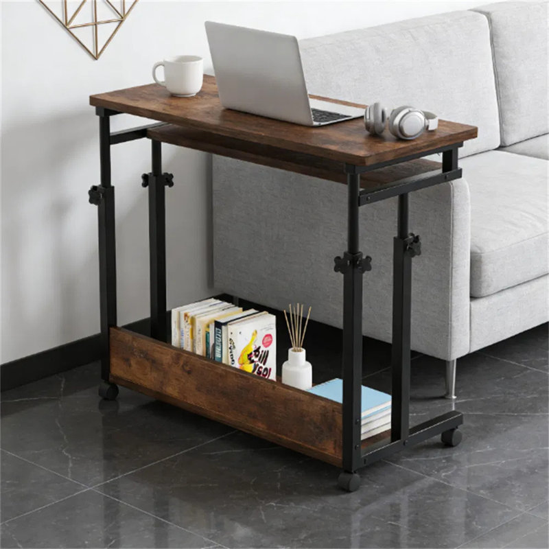 Bureau debout à hauteur ajustable avec plateau coulissant pour clavier coulissant, bureau d'ordinateur ergonomique mobile avec espace de rangement, table de travail polyvalente verrouillable pour utilisation à domicile