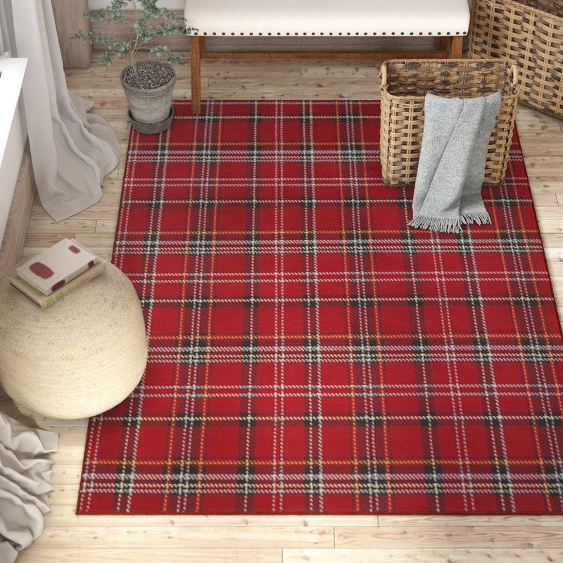 Tapis rouge carreauté Hankinson Prague, Rectangle 3 pi 9 po x 5 pi 9 po