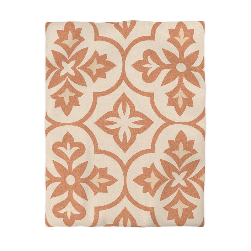 Microfiber Duvet Cover Boho Style, Design 36, Cream, Twin Duvet Cover