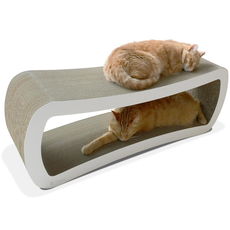 White Two-Level Cardboard Cat Scratcher Lounge