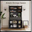 Armoire de rangement pour garde-manger 71 po noire avec tiroirs, portes, support pour micro-ondes et prises de courant pour le salon-226078108