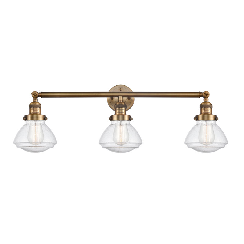 Éclairage pour salle de bain 3 lumières Chesterville, Grainé, Or satiné, Ampoule incandescente rétro de 60 watts