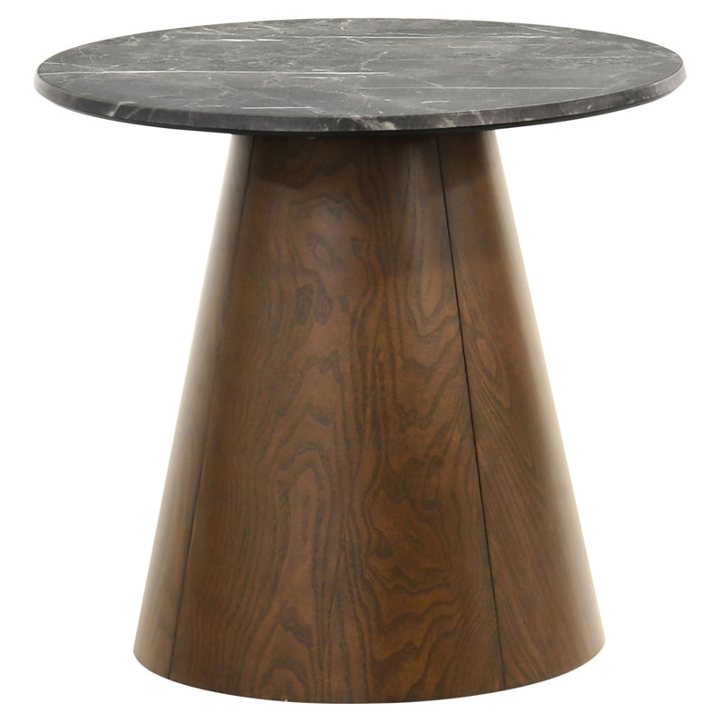 Table de bout Franklin, Grey Faux Marble/Brown Wood