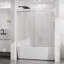 Porte de douche l 60 po x H 58 po, verre trempé transparent de 6 mm, coulissant réversible, blocage de l'eau, seuil de blocage des poulies silencieuses, ouverture silencieuse