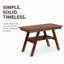 Ensemble de salle à manger 6 pièces en bois, hauteur du comptoir, avec tablette de rangement, table, banc et 4 chaises, style rustique, noyer et coussins beiges-1220787882-1220787884