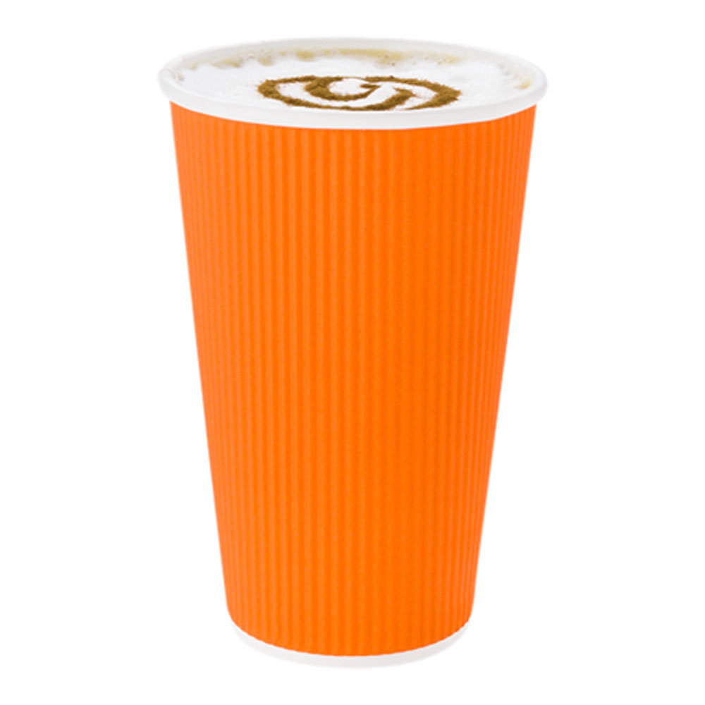 Restaurantware 20 Oz Tangerine Paper Coffee Cup - Ripple Wall - 3 1/2 ...