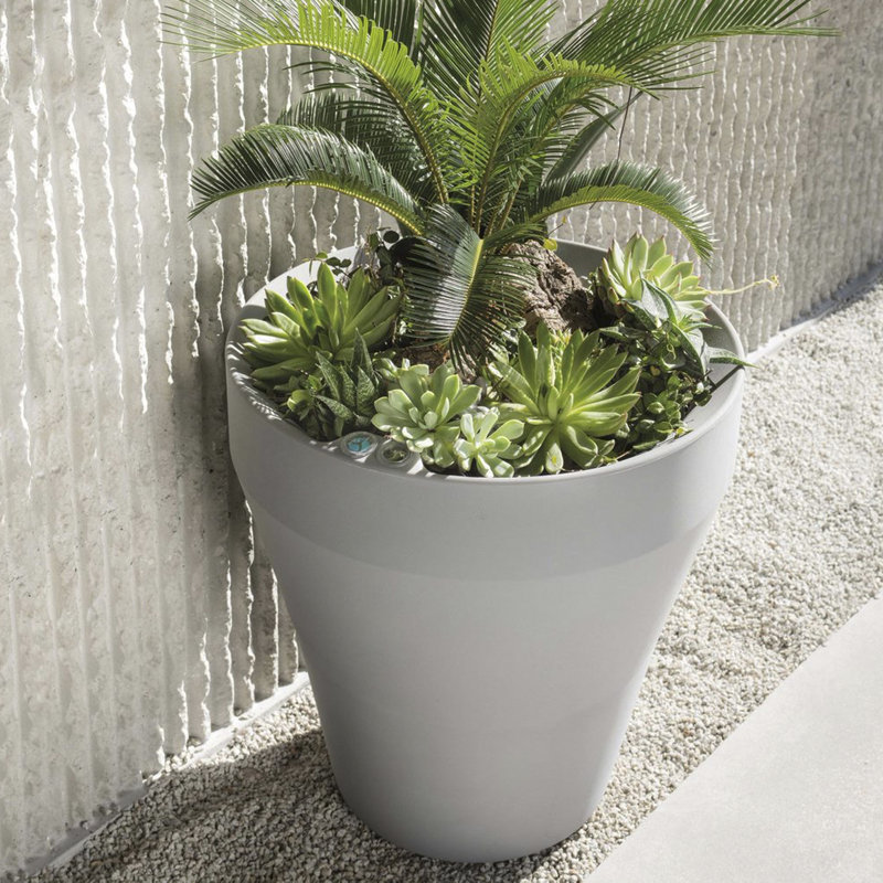 TruDrop Rim Modern Self Watering Plant Pot, Alpine White, 22" H x 22" W x 22" D