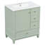 Meuble-lavabo de salle de bain avec lavabo, une porte avec tablette et trois tiroirs, porte à fermeture en douceur, idéale pour le rangement organisé et une installation facile-76514472