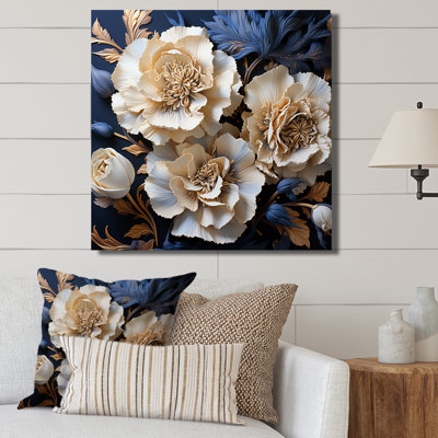 «White Blue Minimalisme Carnations I» sur toile