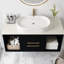 Meuble-lavabo contemporain en céramique blanche de 22,8 po, lavabo vasque ovale, conception à rayures verticales, bonde centrale et bonde escamotable, évier avec plan d'installation Splash avec comptoir inclus