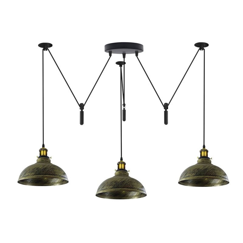 3 - Light Dome Pendant, Brushed Brass