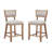 Counter Stools Set Of 2, Upholstered Counter Height Bar Stools With Comfy Back, Solid Rubber Wood Frame, Backrest, Footrest, Armless Barstools For Home Bar, Kitchen Counter-1848199856
