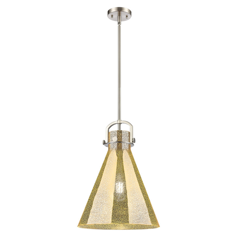 Luminaire suspendu avec tige 1 lumière Abisaid, Mercure, H 15 po x l 14 po x P 14 po, Nickel satiné