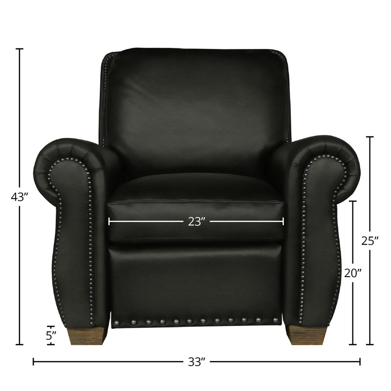 Fauteuil inclinable manuel en cuir véritable de 41 po de largeur Rafael, Espresso, Nuage foncé (légende)