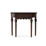 38.58" Walnut color Half Moon Solid Wood Console Table