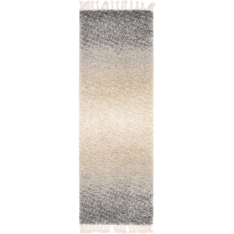 Tapis gris à rayures Mitzy, Tapis de couloir 2 pi 2 po x 6 pi 1 po