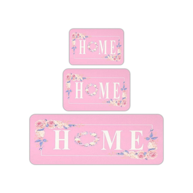 Ensemble de tapis de cuisine 3 pièces Pink Floral Home