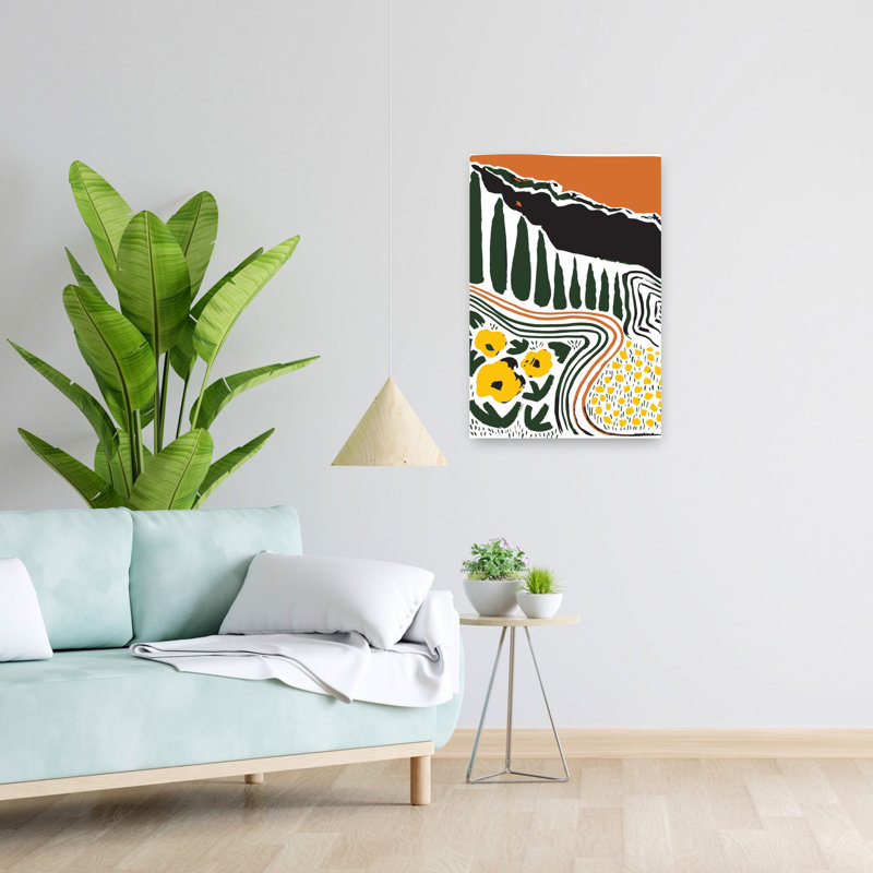 Art contemporain, paysage contemporain audacieux, fleur de cyprès, H 24 po x l 16 po