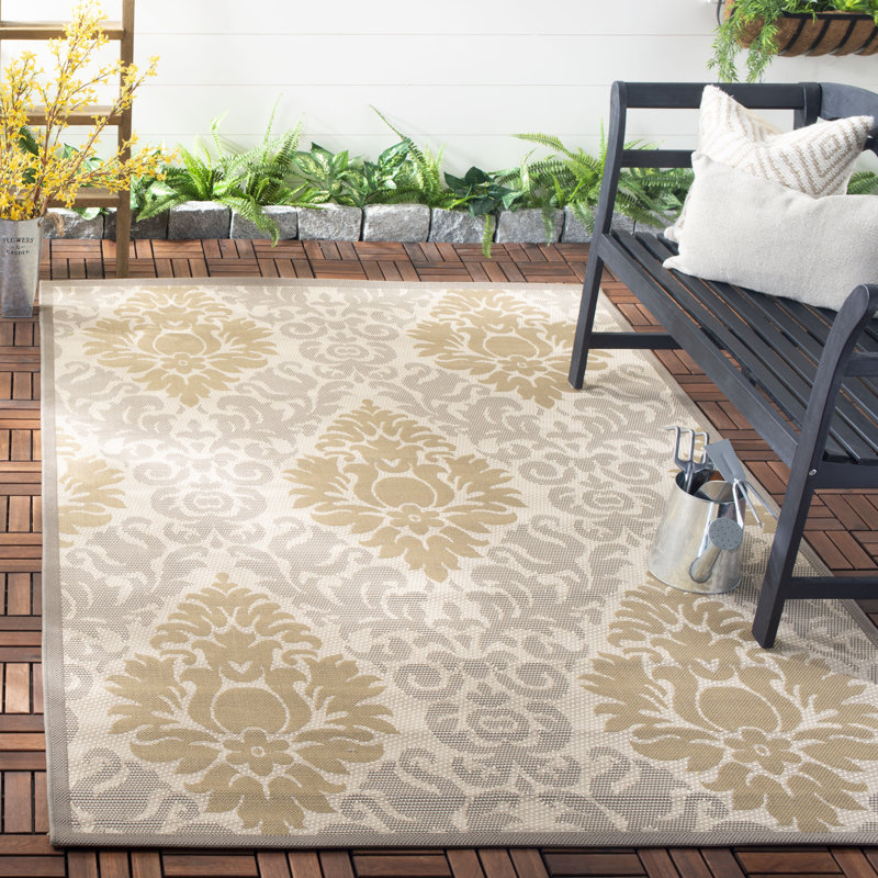 Cy7133 Damask Indoor/Outdoor Rug, Rectangle 5'3" x 7'7"