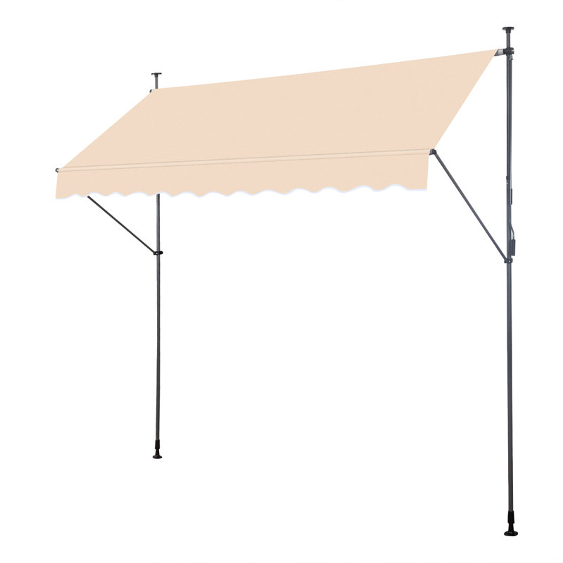 Auvent rétractable en métal et polyester, Beige, H 118 po x l 118 po x P 47,2 po