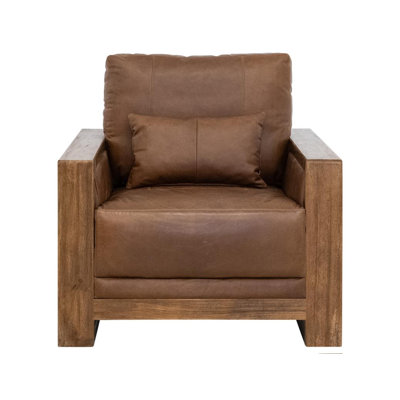 Fauteuil d'appoint rembourré en cuir véritable Gilkey