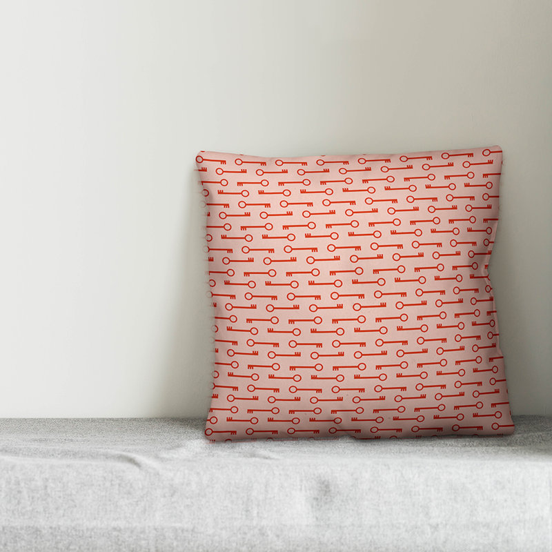 Keys Geometric Throw Pillow, 20" x 20", Indoor, Red