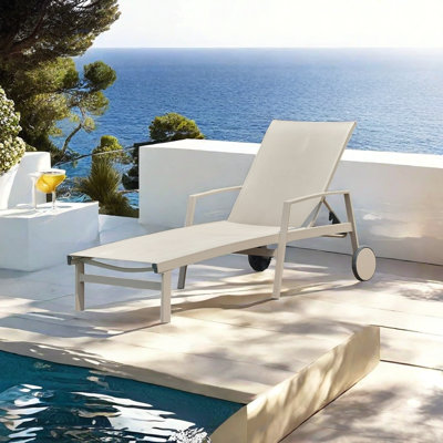 Adjustable Outdoor Lounge Chair With Wheels Outdoor Chaise Lounge