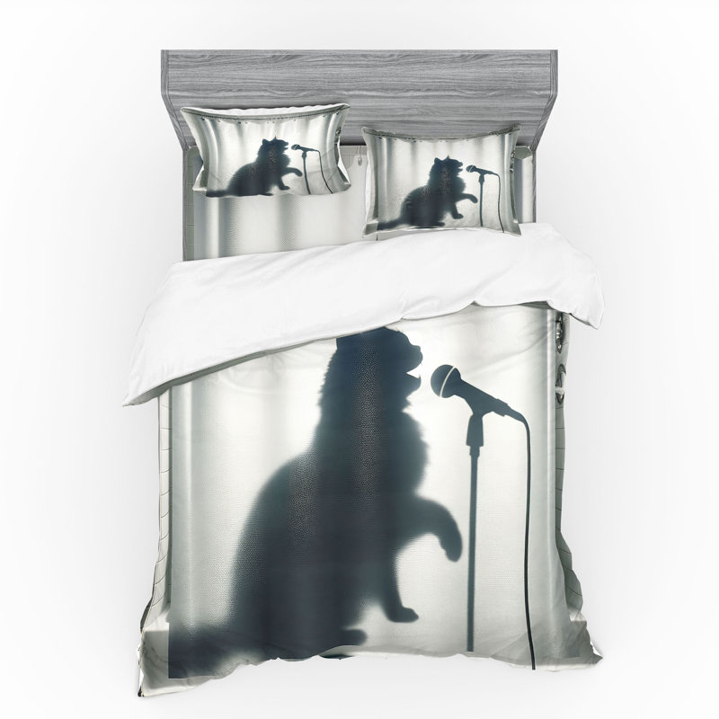 Ensemble de literie pour chat Ambesonne et bleu gris foncé et blanc cassé, Housse de couette grand + 3 pièces supplémentair