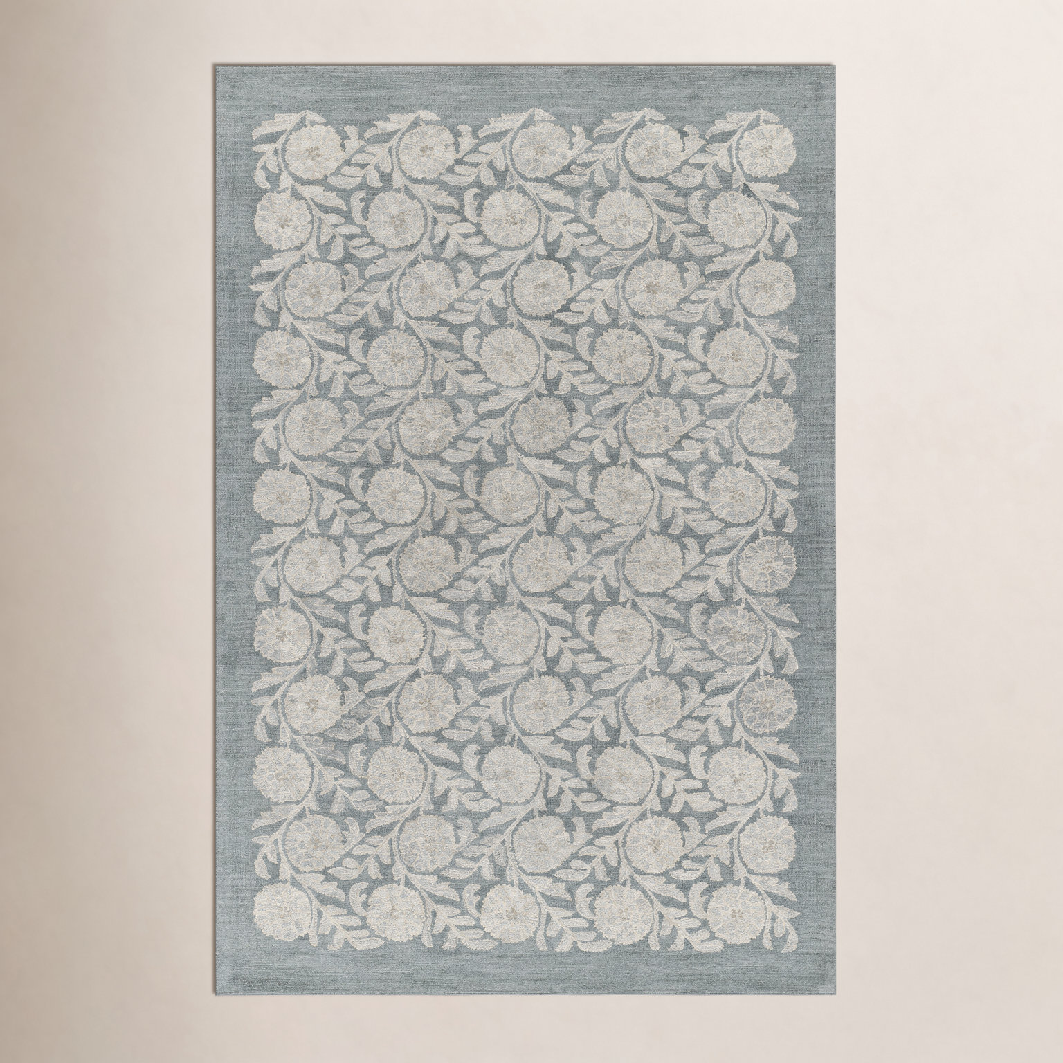 Eleanora Blue Hand-Tufted Floral Wool Rug, 8' X 10'