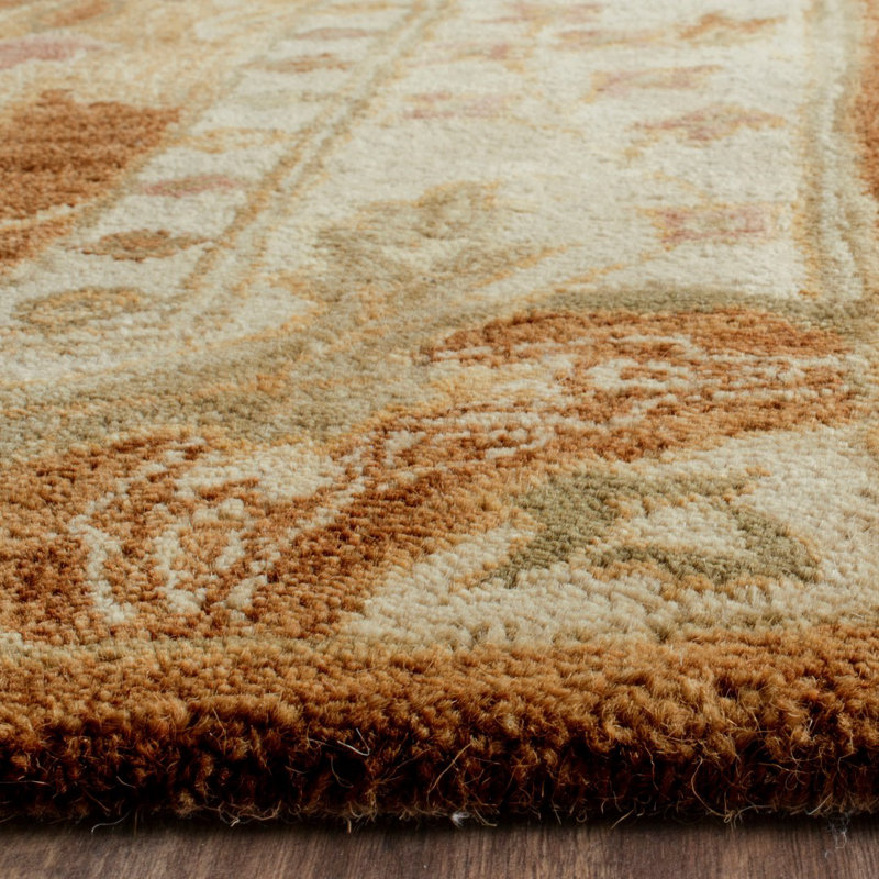 Armintha Oriental Handmade Tufted Wool Brown/Beige Area Rug, Rectangle 5' x 8'